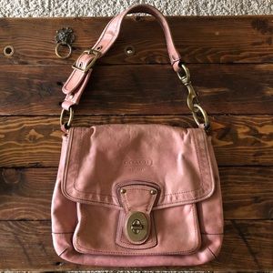Coach Legacy Distressed Pink Leather Shoulder Bag